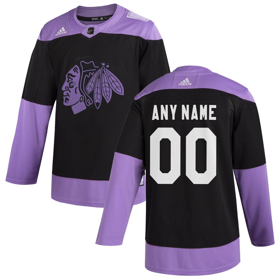 Chicago Blackhawks Adidas Hockey Fights Cancer Custom Practice Jersey Black